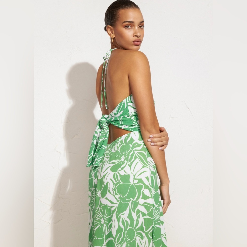 Revolve Green Tropical Pattern Midi Dress - Picture 12 of 13